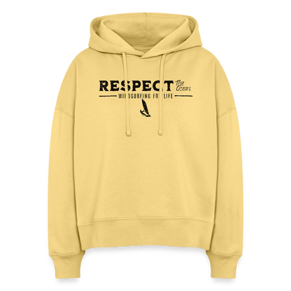 Boxy Frauen Bio Hoodie -respect- - Hellgelb