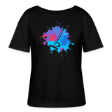 Relaxed Rundhals Frauen Bio-T-Shirt -Farbklecks- - Schwarz