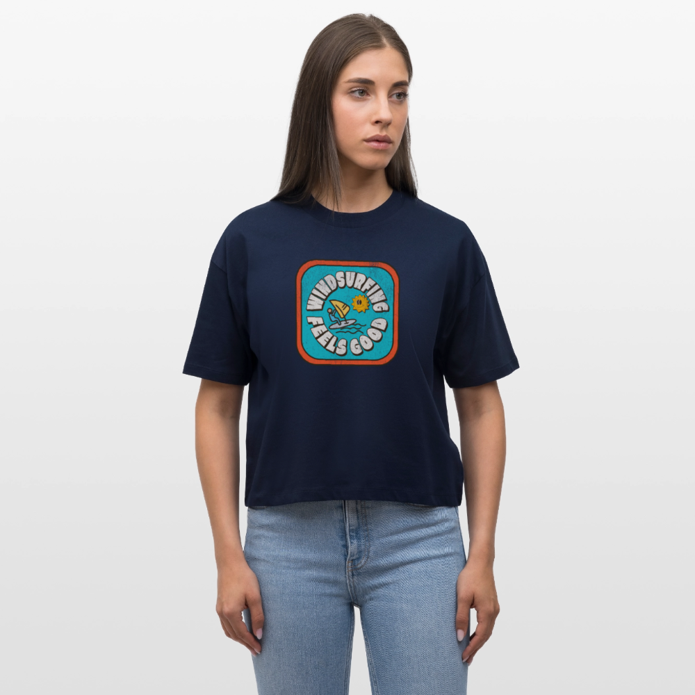 Frauen Boxy Bio-T-Shirt -feeld good- - Navy