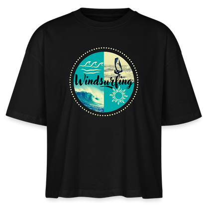 Frauen Boxy Bio-T-Shirt -ocean- - Schwarz