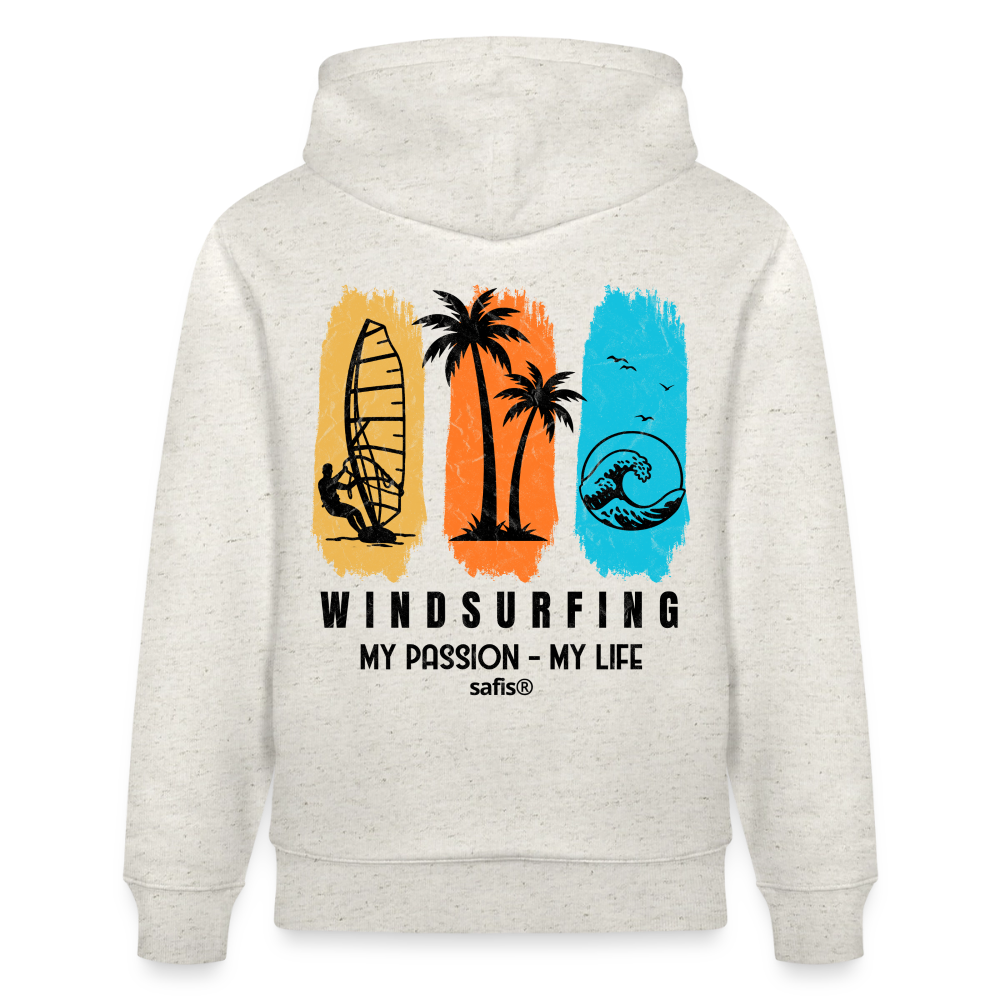 safis Windsurf Shirt Unisex Bio-Hoodie CRUISER -my passion my life- - Beige meliert