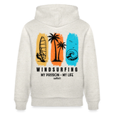 safis Windsurf Shirt Unisex Bio-Hoodie CRUISER -my passion my life- - Beige meliert