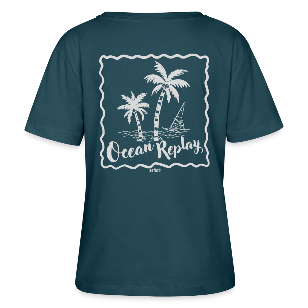 safis® Windsurfer Frauen Bio-T-Shirt -Ocean replay- - Dunkles Petrol