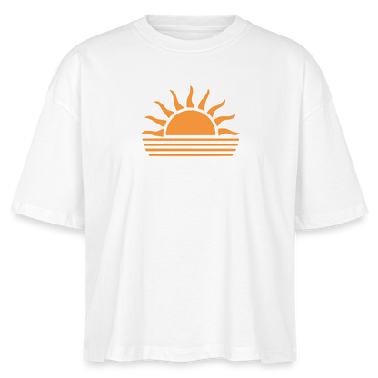 Frauen Boxy Bio-T-Shirt -sunset- - Weiß