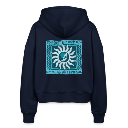 Boxy Frauen Bio Zip Hoodie -buy happiness- - Navy