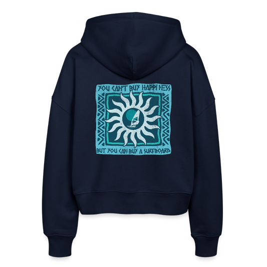 Boxy Frauen Bio Zip Hoodie -buy happiness- - Navy