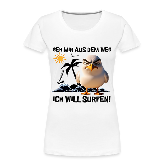 Frauen Premium Bio T-Shirt -ich will surfen- - Weiß