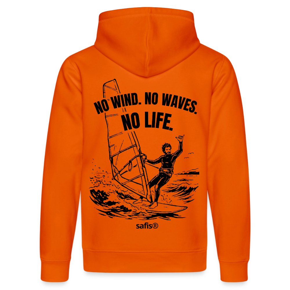 safis® Windsurf Bio-Shirt -no life- Unisex Bio-Hoodie DRUMMER - Tieforange