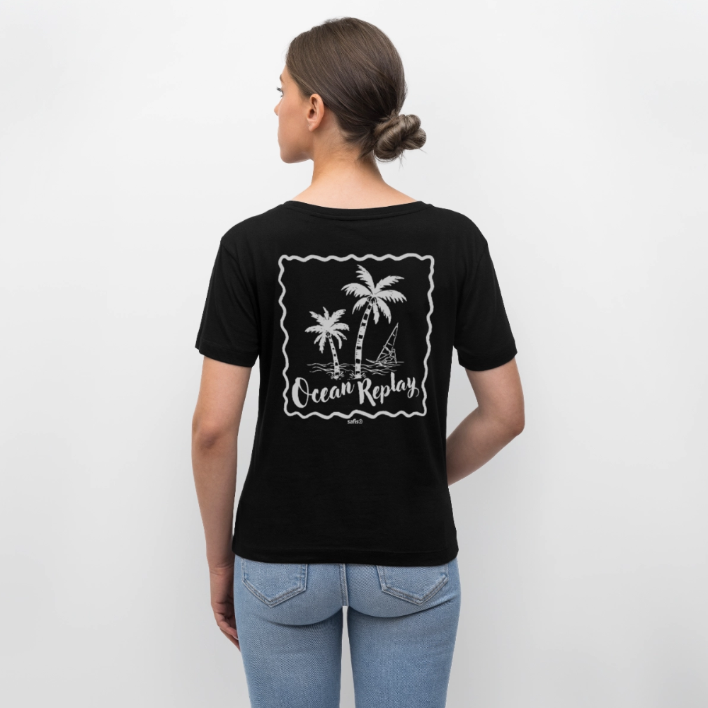 Relaxed Rundhals Frauen Bio-T-Shirt -Ocean replay- - Schwarz