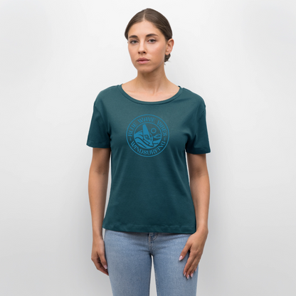 Relaxed Rundhals Frauen Bio-T-Shirt -blue wave vibes- - Dunkles Petrol