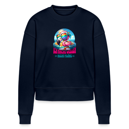 Cropped Frauen Bio-Sweatshirt -flamingo- - Navy