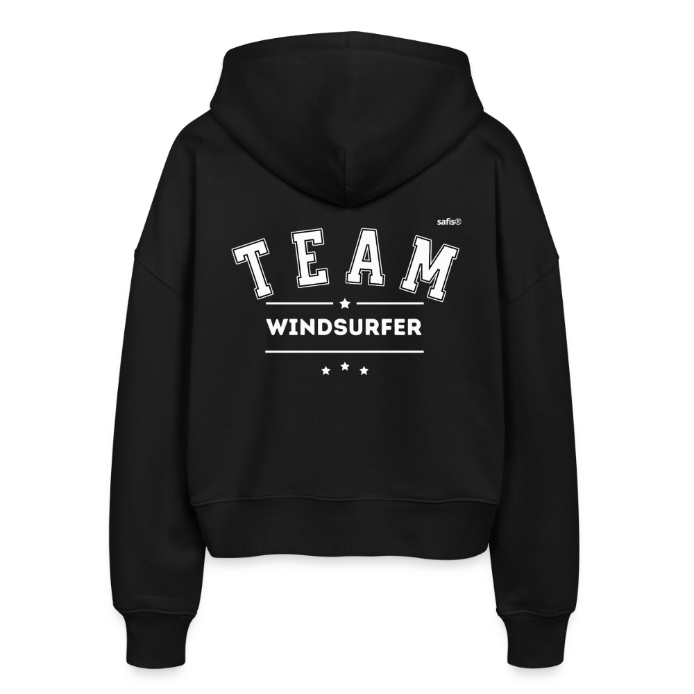 Boxy Frauen Bio Zip Hoodie Ida - Schwarz