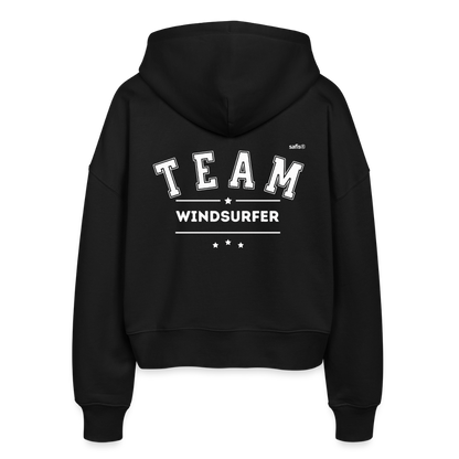 Boxy Frauen Bio Zip Hoodie Ida - Schwarz