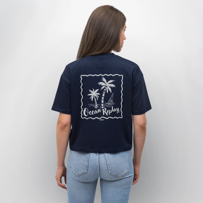 Frauen Boxy Bio-T-Shirt Nova -ocean replay- - Navy