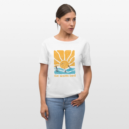 Relaxed Rundhals Frauen Bio-T-Shirt -sunny waves- - Weiß