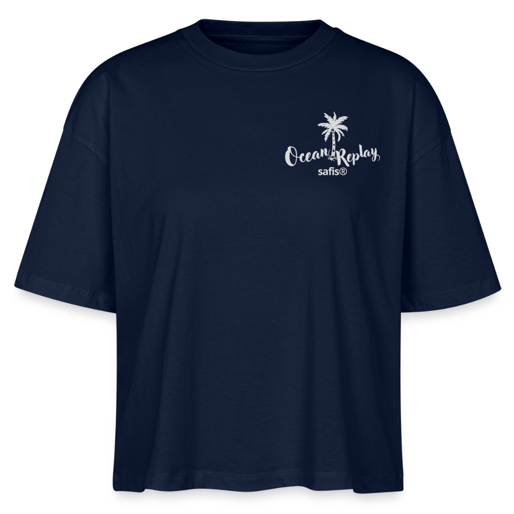 safis® Windsurfer Frauen Boxy Bio-T-Shirt Nova -Ocean replay- - Navy