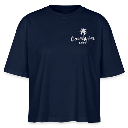 safis® Windsurfer Frauen Boxy Bio-T-Shirt Nova -Ocean replay- - Navy