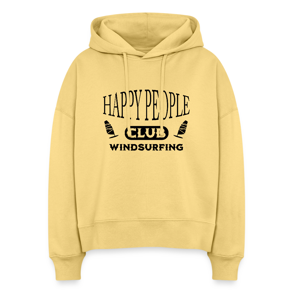 Boxy Frauen Bio Hoodie -happy people- - Hellgelb