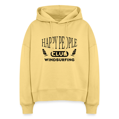 Boxy Frauen Bio Hoodie -happy people- - Hellgelb