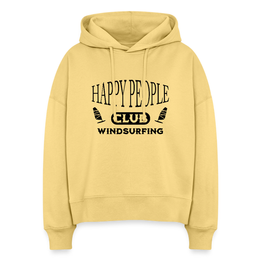 Boxy Frauen Bio Hoodie -happy people- - Hellgelb
