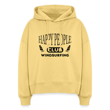 Boxy Frauen Bio Hoodie -happy people- - Hellgelb
