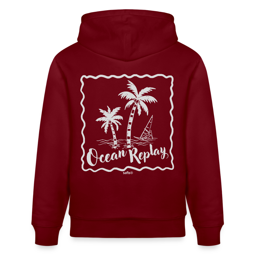 Unisex Bio-Hoodie CRUISER -ocean replay- - Burgunderrot
