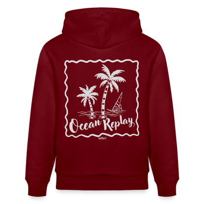 Unisex Bio-Hoodie CRUISER -ocean replay- - Burgunderrot