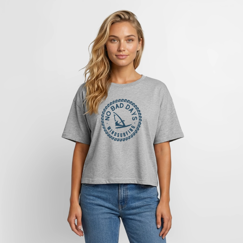 Relaxed Fit Frauen Modal T-Shirt -no bad days- - Grau meliert