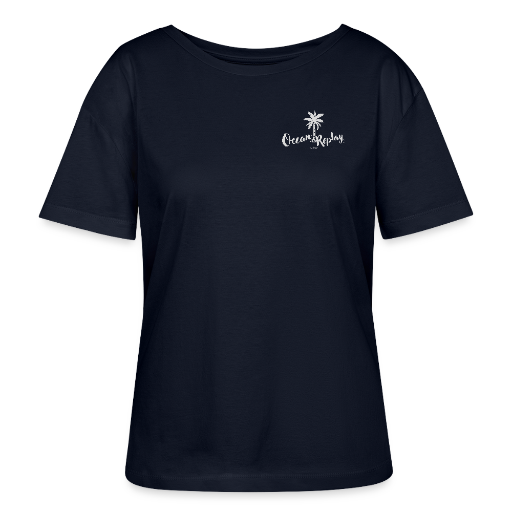 Relaxed Rundhals Frauen Bio-T-Shirt -ocean replay- - Navy