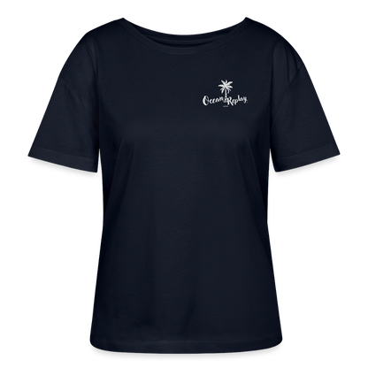 Relaxed Rundhals Frauen Bio-T-Shirt -ocean replay- - Navy