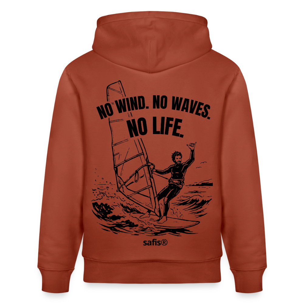 safis Windsurf Bio-Hoodie -no life- Unisex - Terrakotta