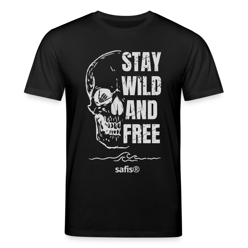 safis T-Shirt mit Totenschädel -wild and free- Unisex Bio-T-Shirt CREATOR - Schwarz