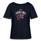 Relaxed Rundhals Frauen Bio-T-Shirt -surfing girl- - Navy