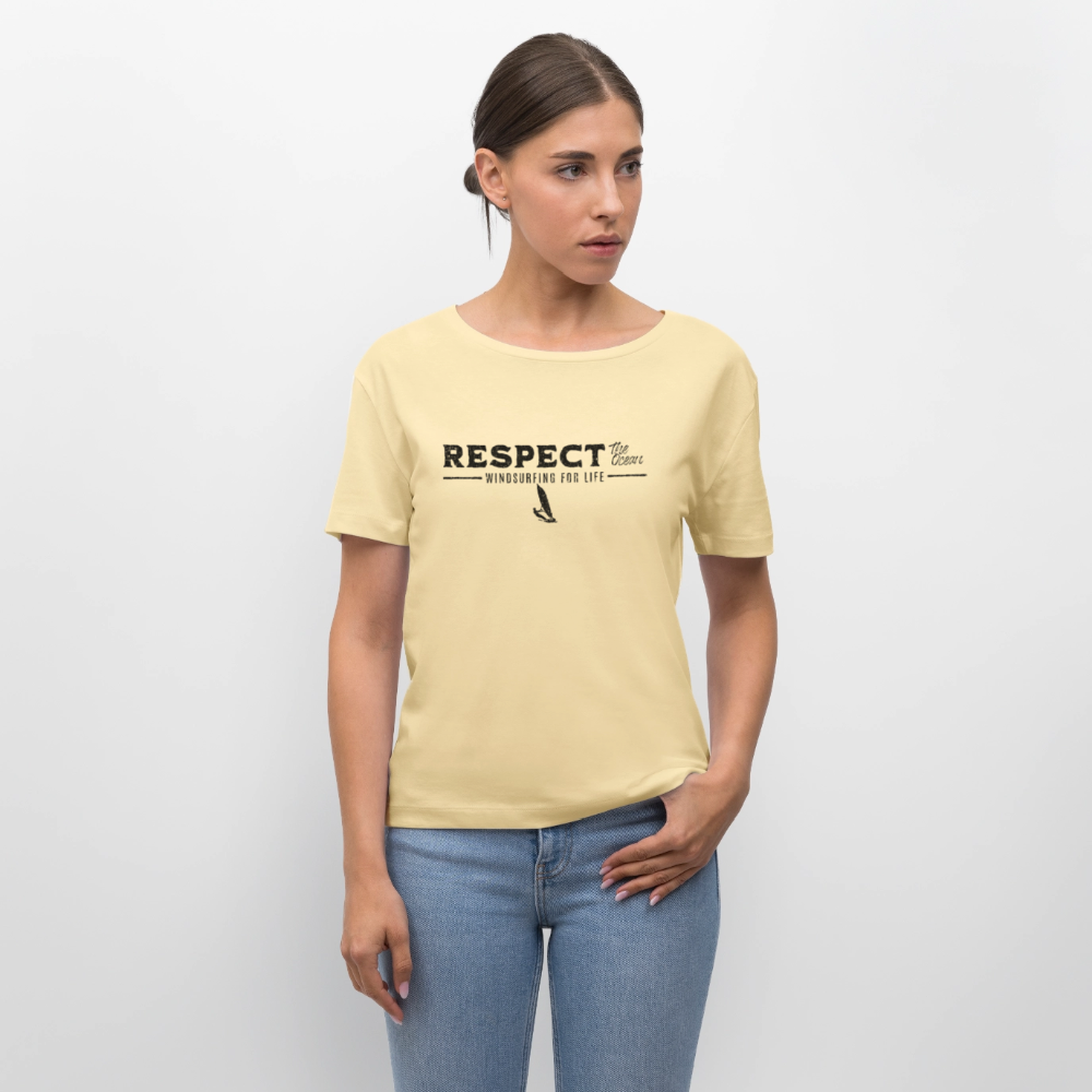 Relaxed Rundhals Frauen Bio-T-Shirt -respect- - Creme