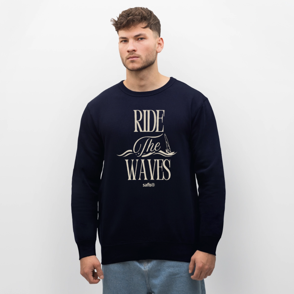 Unisex Bio-Sweatshirt ROLLER -ride the waves- - Navy