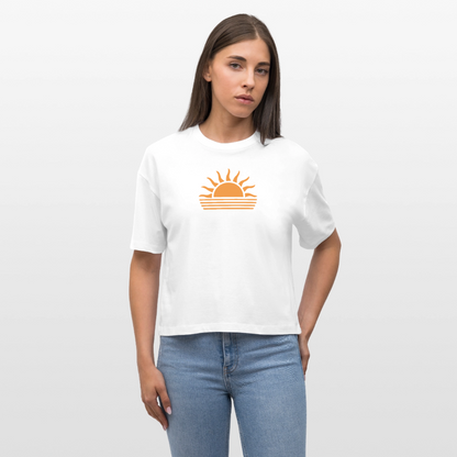 Frauen Boxy Bio-T-Shirt -sunset- - Weiß