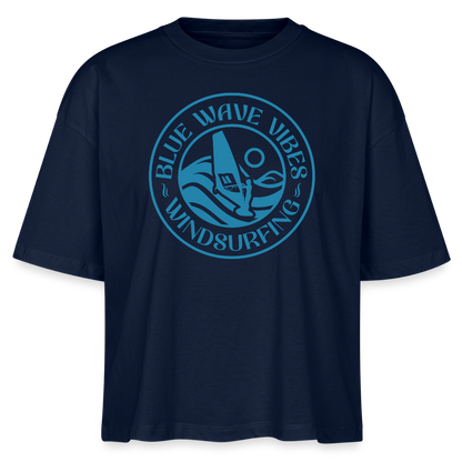 Frauen Boxy Bio-T-Shirt Nova -blue wave vibes- - Navy