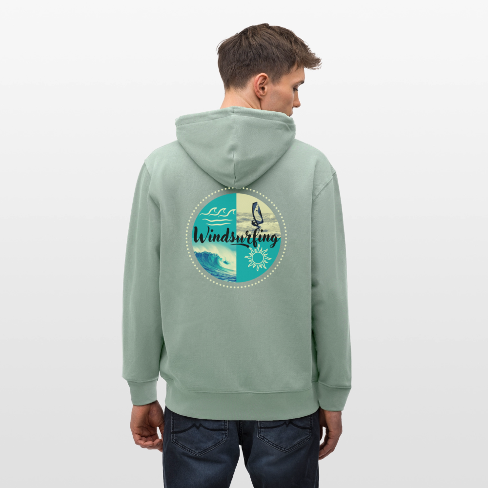 Unisex Bio-Kapuzenjacke CULTIVATOR -ocean- - Helles Graugrün