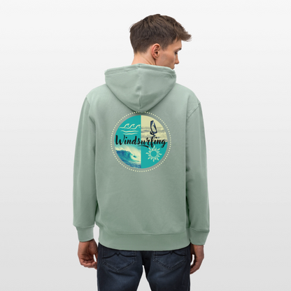Unisex Bio-Kapuzenjacke CULTIVATOR -ocean- - Helles Graugrün