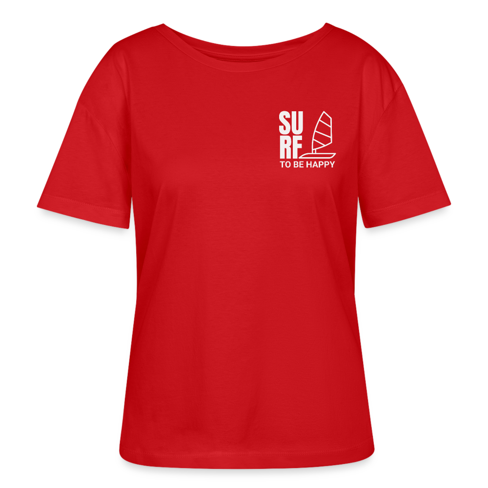 Relaxed Frauen Bio-T-Shirt -surf to be happy- - Rot