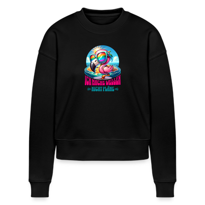 Cropped Frauen Bio-Sweatshirt -flamingo- - Schwarz