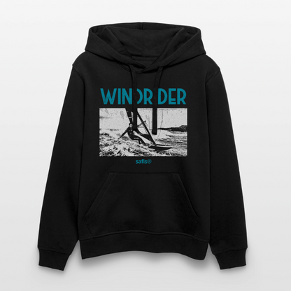 Surf Hoodie Herren safis® -Windrider- Unisex Bio-Hoodie DRUMMER - Schwarz