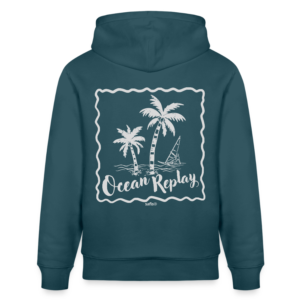 Unisex Bio-Hoodie CRUISER -ocean replay- - Dunkles Petrol