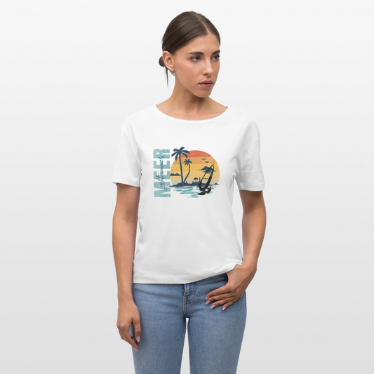 Relaxed Rundhals Frauen Bio-T-Shirt -meer geht immer- - Weiß