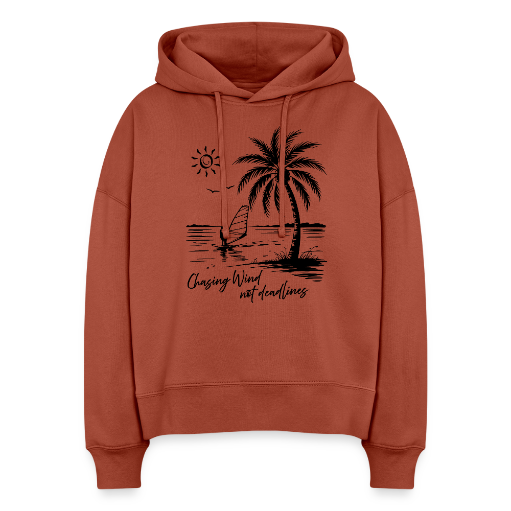 Boxy Frauen Bio Hoodie -stay salty- - Terrakotta