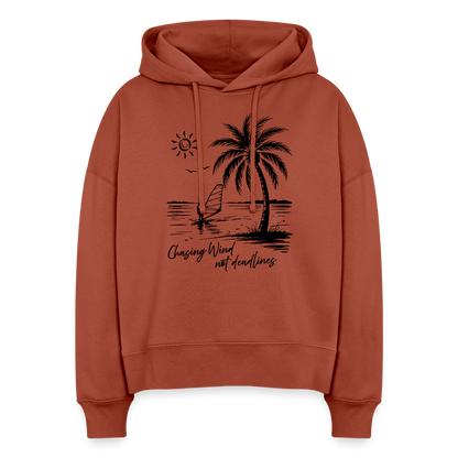 Boxy Frauen Bio Hoodie -stay salty- - Terrakotta