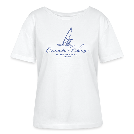 Relaxed Rundhals Frauen Bio-T-Shirt -ocean vibes windsurfing- - Weiß