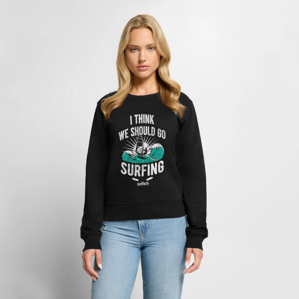Frauen Premium Pullover -surfing- - Schwarz