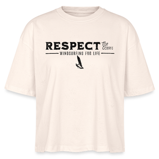 Frauen Boxy Bio-T-Shirt -respect- - Weißgrau