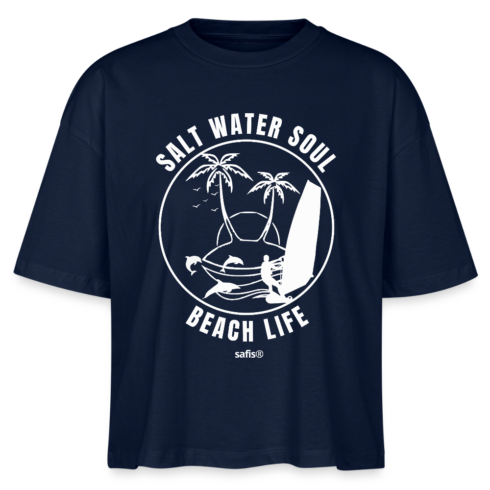 safis® Windsurfing Frauen Boxy Bio-T-Shirt Nova -salt water soul- - Navy